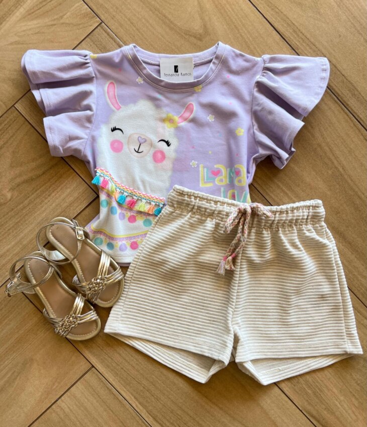 Conjunto Infantil Feminino Blusa Ihama Short Fernanda ramos kids
