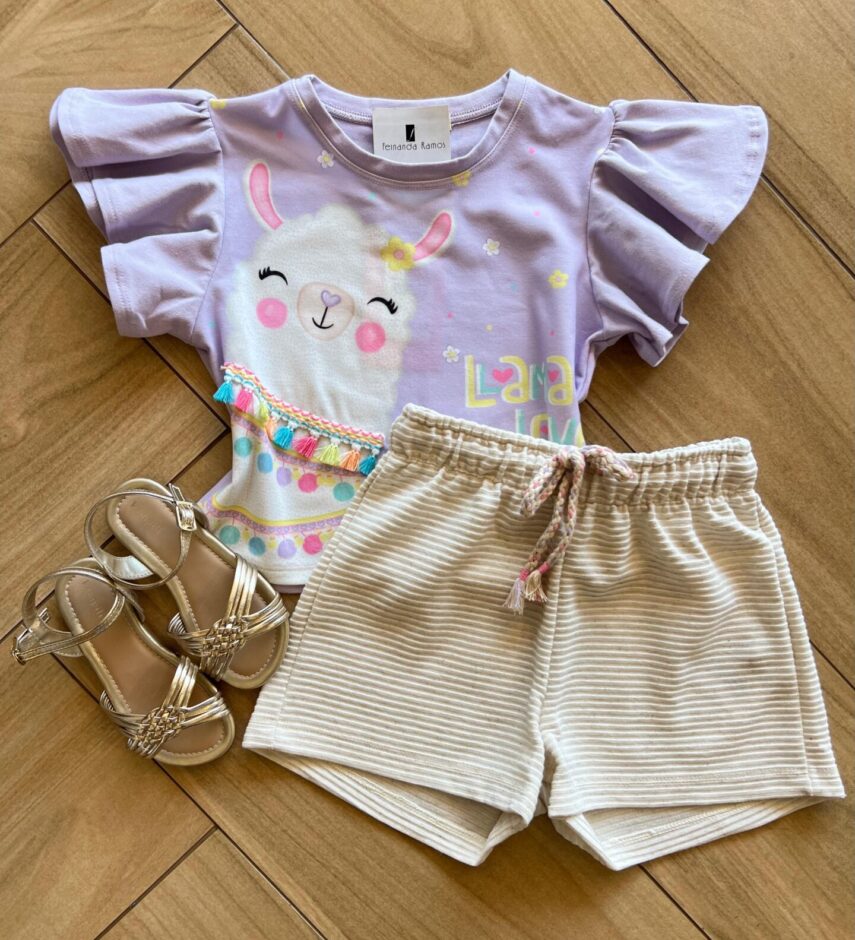 Conjunto Infantil Feminino Blusa Ihama Short Fernanda ramos kids