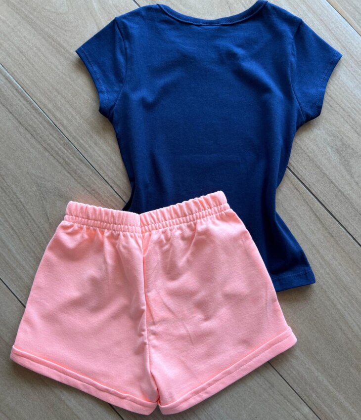 fernandaramoskids com br Conjunto Infantil Feminino Blusa Love e Short Laranja3