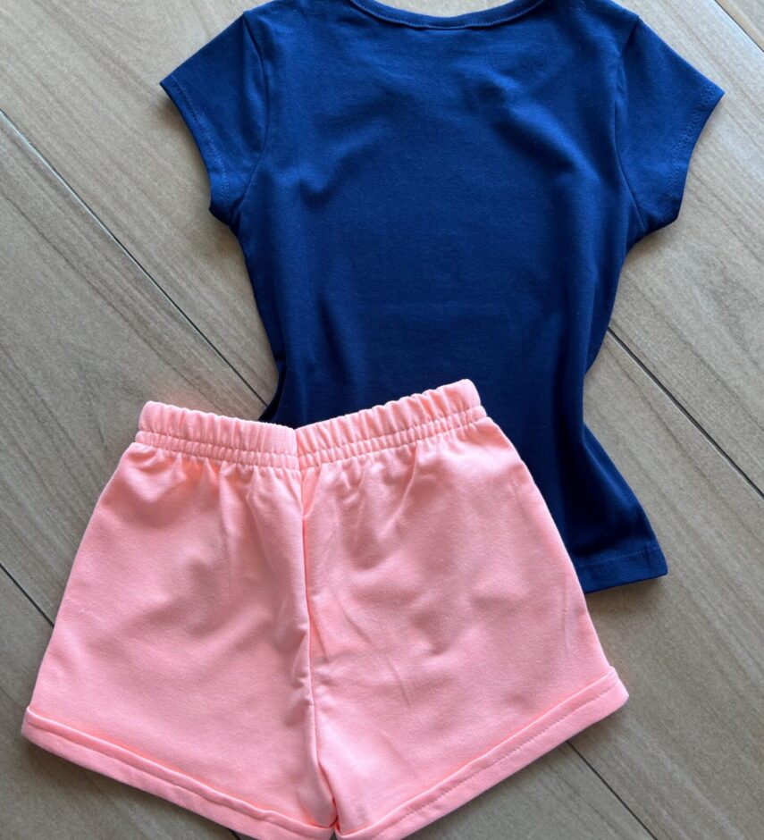 fernandaramoskids com br Conjunto Infantil Feminino Blusa Love e Short Laranja3