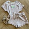 Conjunto Infantil Feminino Blusa Made White Love e Short Rose Brilhante Fernanda Ramos Kids