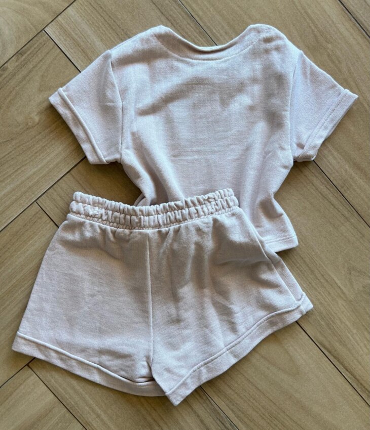 fernandaramoskids com br Conjunto Infantil Feminino Blusa Made White Love e Short Rose Brilhante2