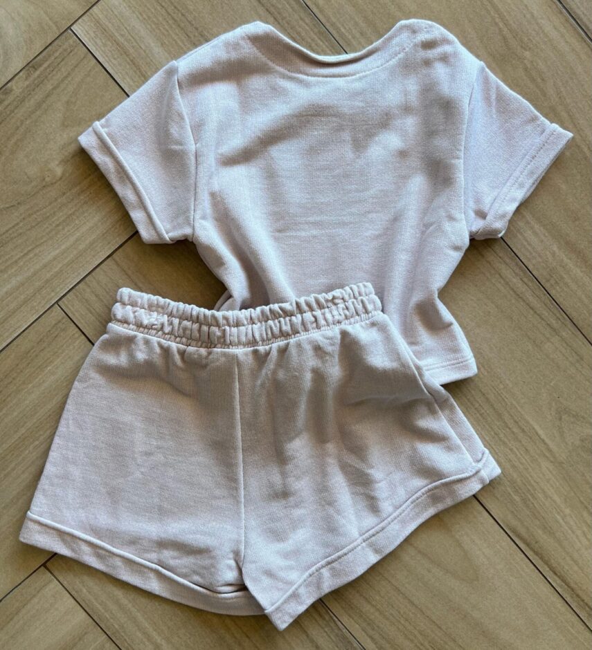 fernandaramoskids com br Conjunto Infantil Feminino Blusa Made White Love e Short Rose Brilhante2