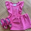 Conjunto Infantil Feminino Blusa Manga Curta e Short Saia Pink Fernanda Ramos Kids
