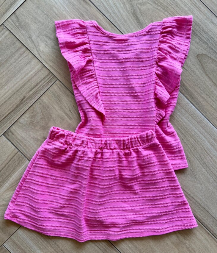 fernandaramoskids com br Conjunto Infantil Feminino Blusa Manga Curta e Short Saia Pink2