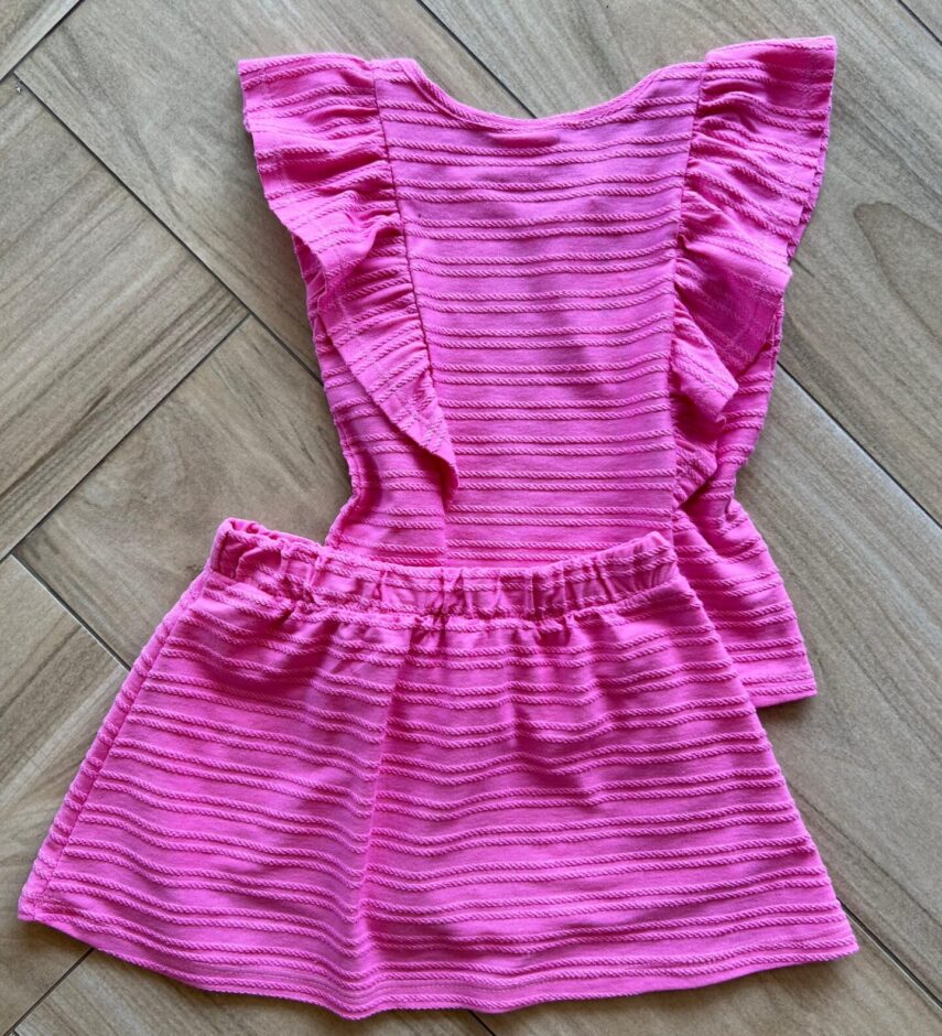 fernandaramoskids com br Conjunto Infantil Feminino Blusa Manga Curta e Short Saia Pink2
