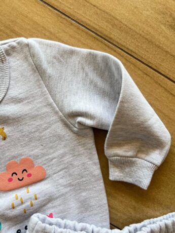 fernandaramoskids com br Conjunto Infantil Feminino Blusa Manga Longa com Calça Cinza 1