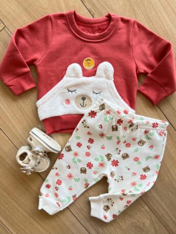 Conjunto Infantil Feminino Blusa Manga Longa com Calça Ursinho Fernanda Ramos Kids