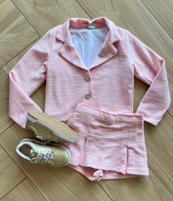 Conjunto Infantil Feminino Blusa Manga Longa e Short Saia Fernanda Ramos Kids