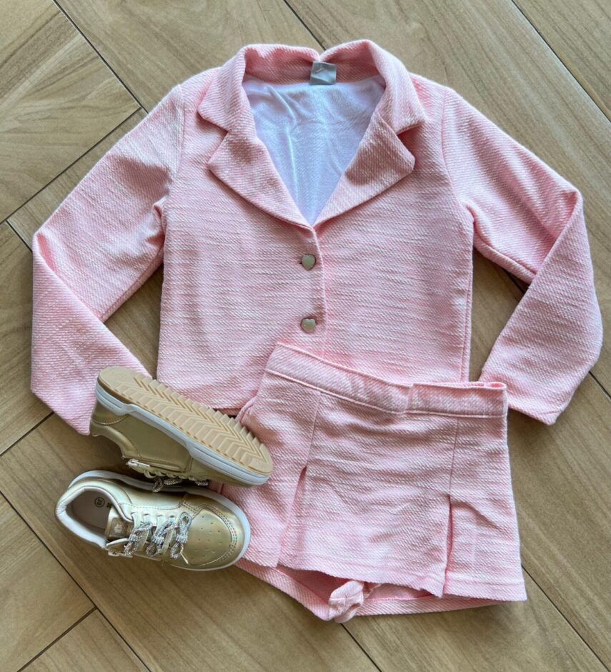 Conjunto Infantil Feminino Blusa Manga Longa e Short Saia Fernanda Ramos Kids