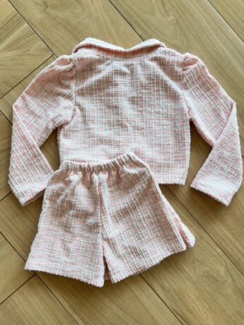fernandaramoskids com br Conjunto Infantil Feminino Blusa Manga Longa e Short Saia Rosa 1