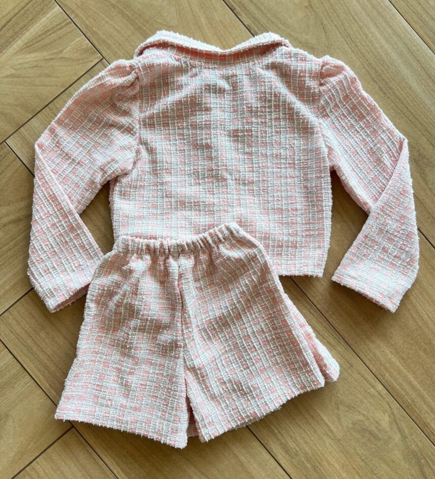 fernandaramoskids com br Conjunto Infantil Feminino Blusa Manga Longa e Short Saia Rosa 1