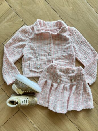 Conjunto Infantil Feminino Blusa Manga Longa e Short Saia Rosa Fernanda Ramos Kids
