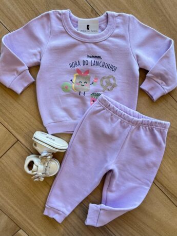Conjunto Infantil Feminino Blusa Manga Longa Lanchinho com Calça Fernanda Ramos Kids