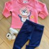 Conjunto Infantil Feminino Blusa Manga Longa Pinguim com Calça Azul Fernanda Ramos Kids