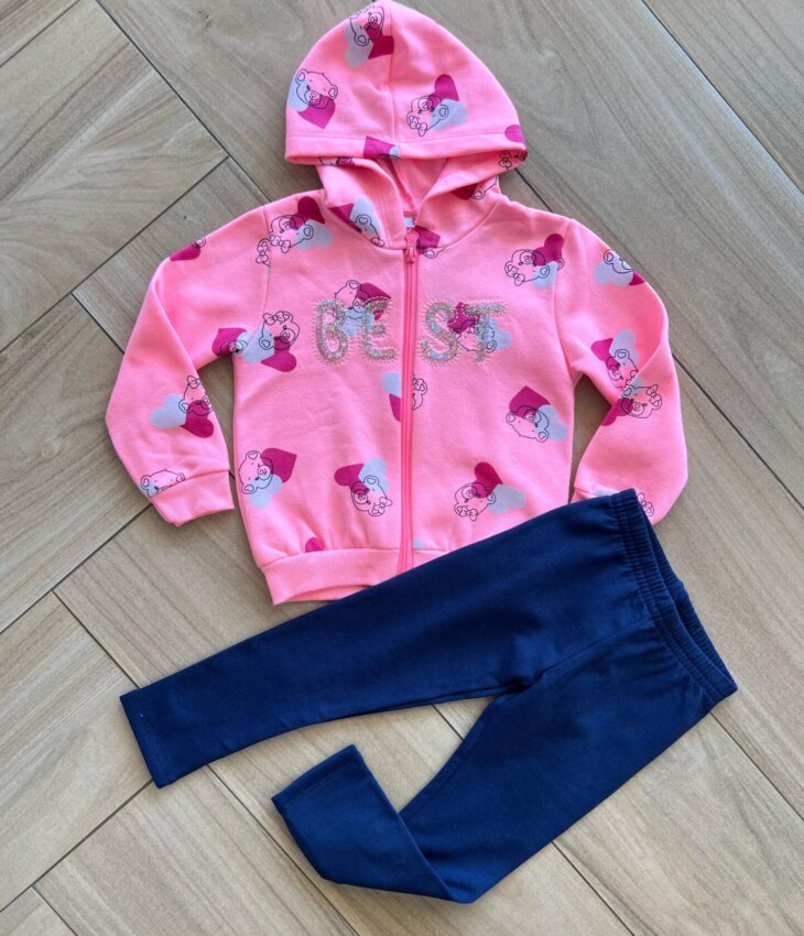 Conjunto Infantil Feminino Blusa Manga Longa Rosa Neon com Calça Fernanda Ramos Kids