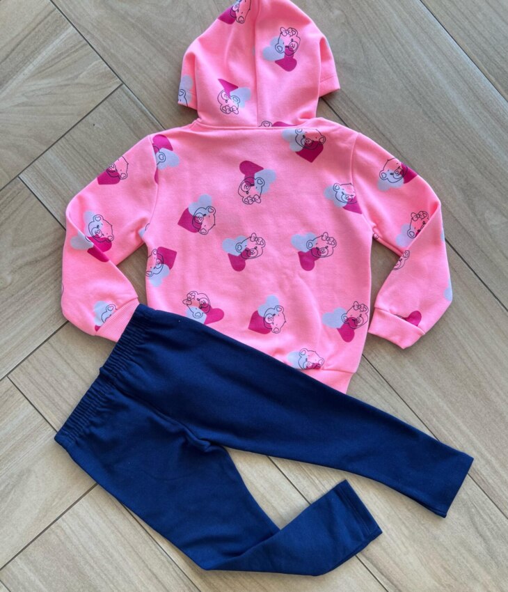 fernandaramoskids com br Conjunto Infantil Feminino Blusa Manga Longa Rosa Neon com Calça 1