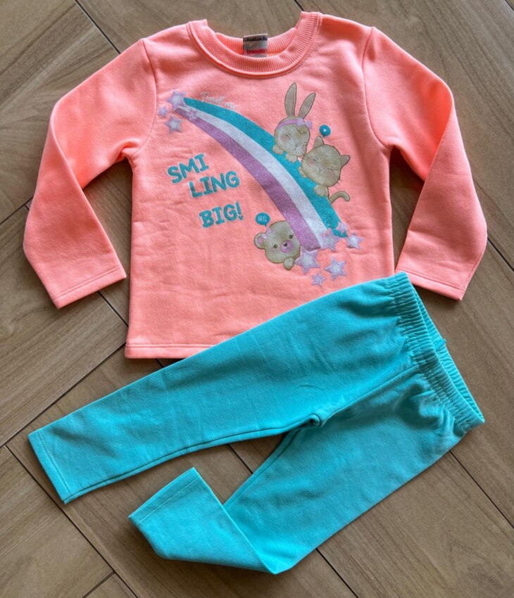 Conjunto Infantil Feminino Blusa Manga Longa Smi Ling Big com Calça Fernanda Ramos Kids