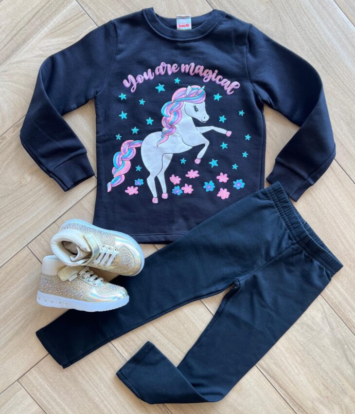 Conjunto Infantil Feminino Blusa Manga Longa Unicórnio com Calça Fernanda Ramos Kids