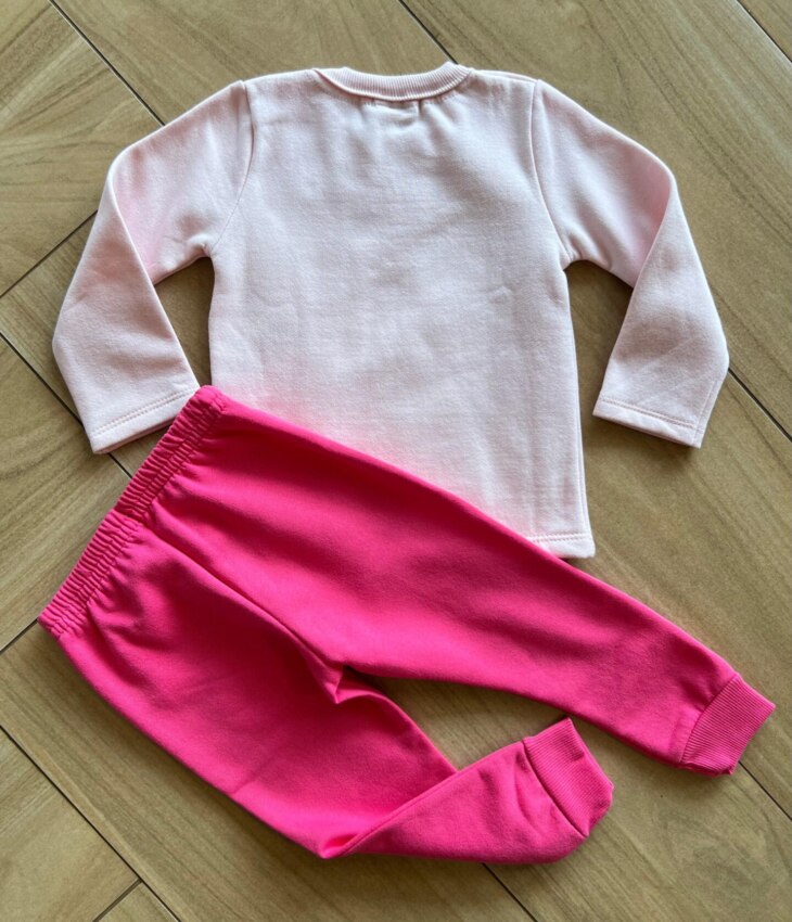 fernandaramoskids com br Conjunto Infantil Feminino Blusa Manga Urso Longa com Calça Pink 1