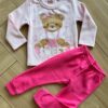 Conjunto Infantil Feminino Blusa Manga Urso Longa com Calça Pink Fernanda Ramos Kids