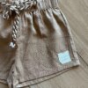 fernandaramoskids com br Conjunto Infantil Feminino Blusa Meia Malha e Short Linho Bege2