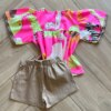 fernandaramoskids com br Conjunto Infantil Feminino Blusa Meia Malha e Short Linho Bege3