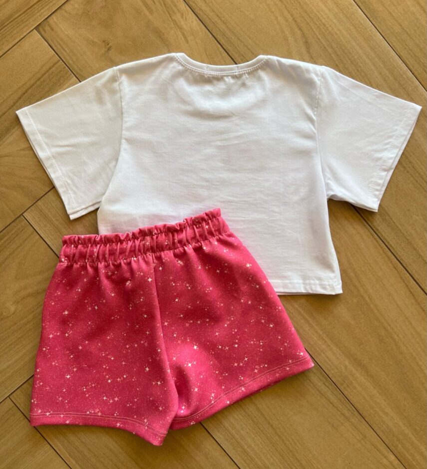 fernandaramoskids com br Conjunto Infantil Feminino Blusa Pink Day e Short Saia Pink2