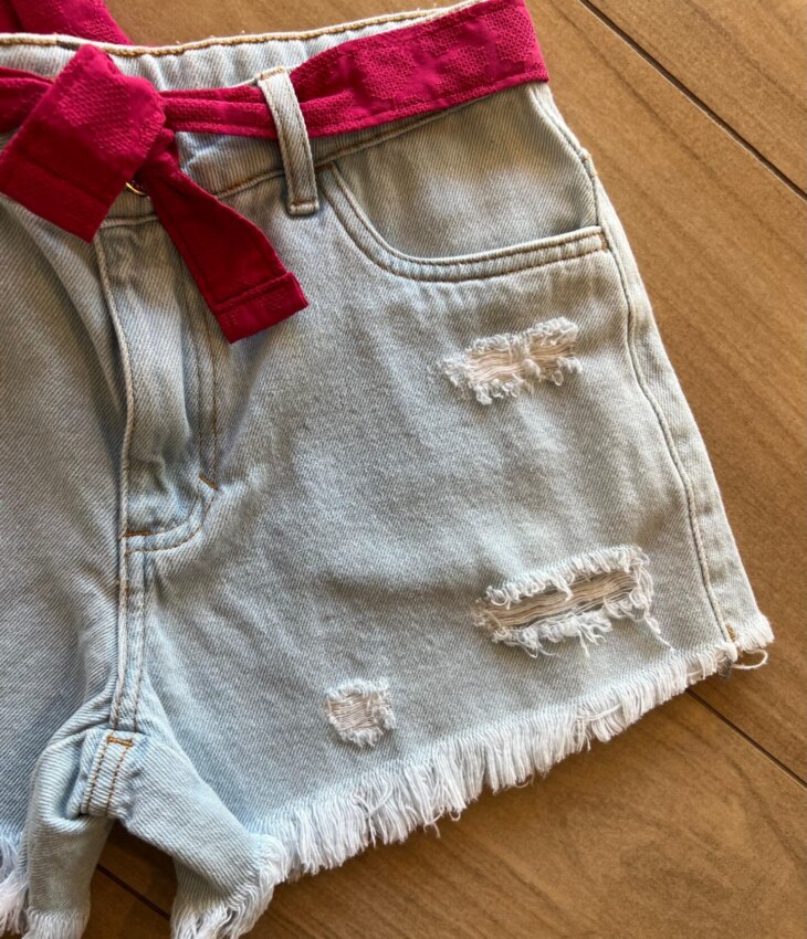 fernandaramoskids com br Conjunto Infantil Feminino Blusa Pink e Short Jeans 1