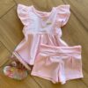 Conjunto Infantil Feminino Blusa Rodada e Short Rosa Bebê Fernanda Ramos Kids