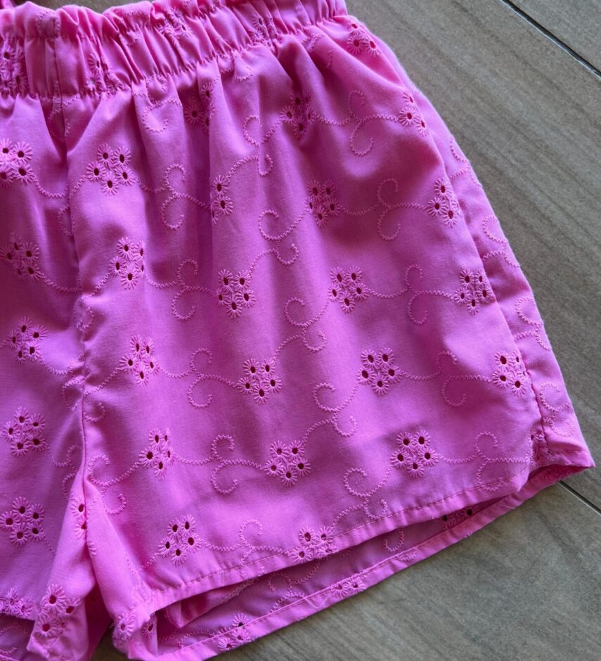 fernandaramoskids com br Conjunto Infantil Feminino Blusa Rosa e Short Lese 1