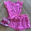 Conjunto Infantil Feminino Blusa Rosa e Short Lese Fernanda Ramos Kids