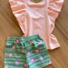 fernandaramoskids com br Conjunto Infantil Feminino Blusa Salmão Momentos Alegres e Short3