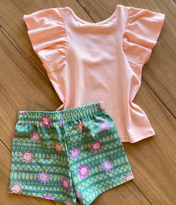 fernandaramoskids com br Conjunto Infantil Feminino Blusa Salmão Momentos Alegres e Short3