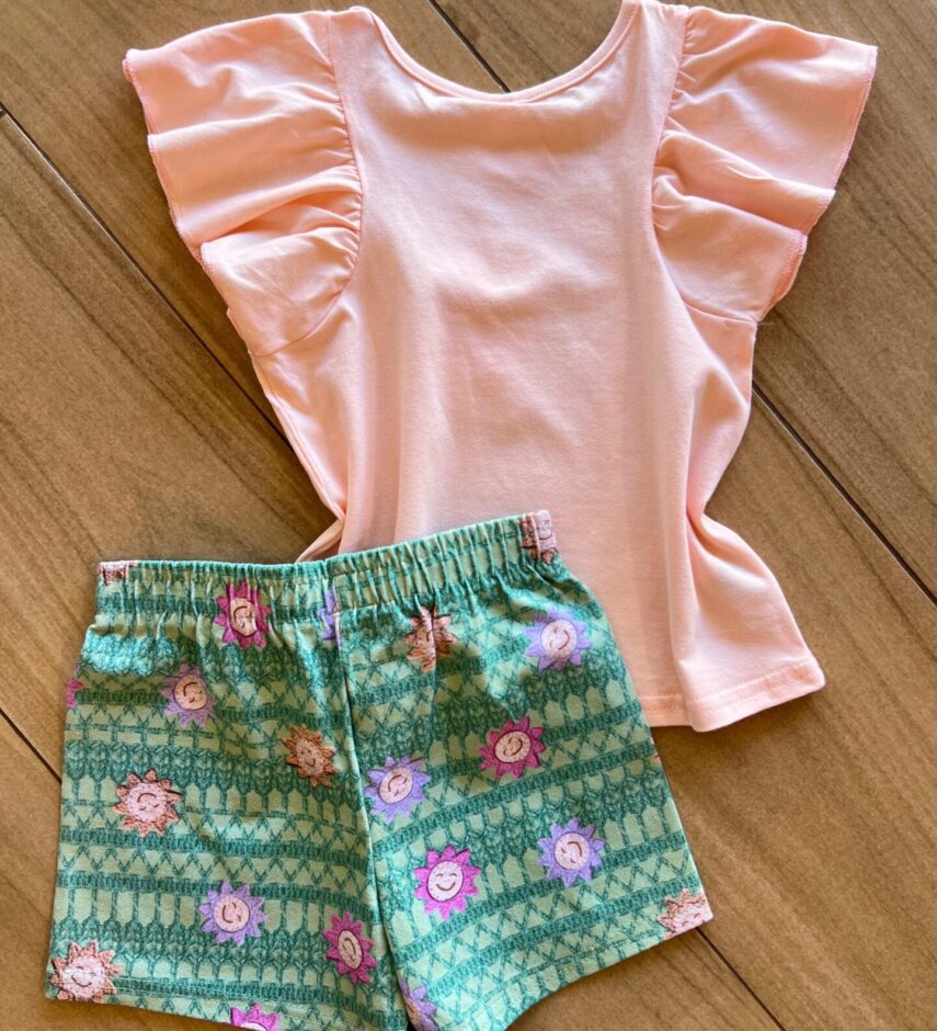 fernandaramoskids com br Conjunto Infantil Feminino Blusa Salmão Momentos Alegres e Short3