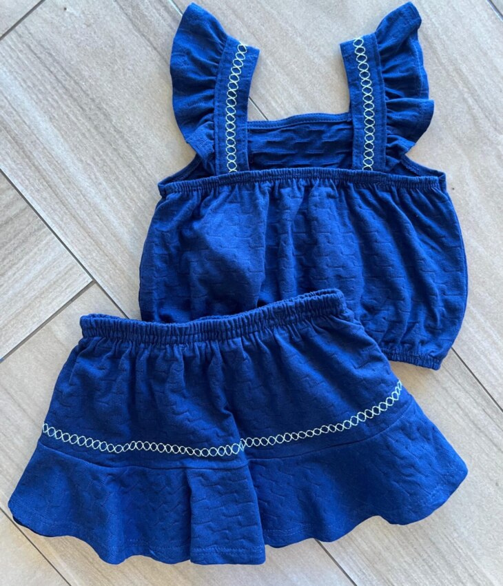 fernandaramoskids com br Conjunto Infantil Feminino Blusa Short Azul 2