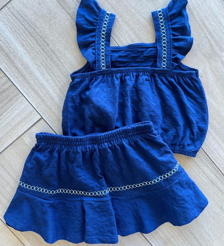 fernandaramoskids com br Conjunto Infantil Feminino Blusa Short Azul 2