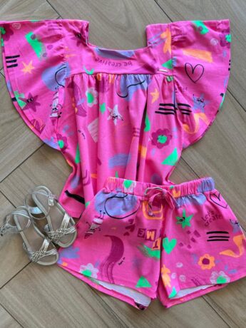 Conjunto Infantil Feminino Blusa Short Be Creative Fernanda ramos kids
