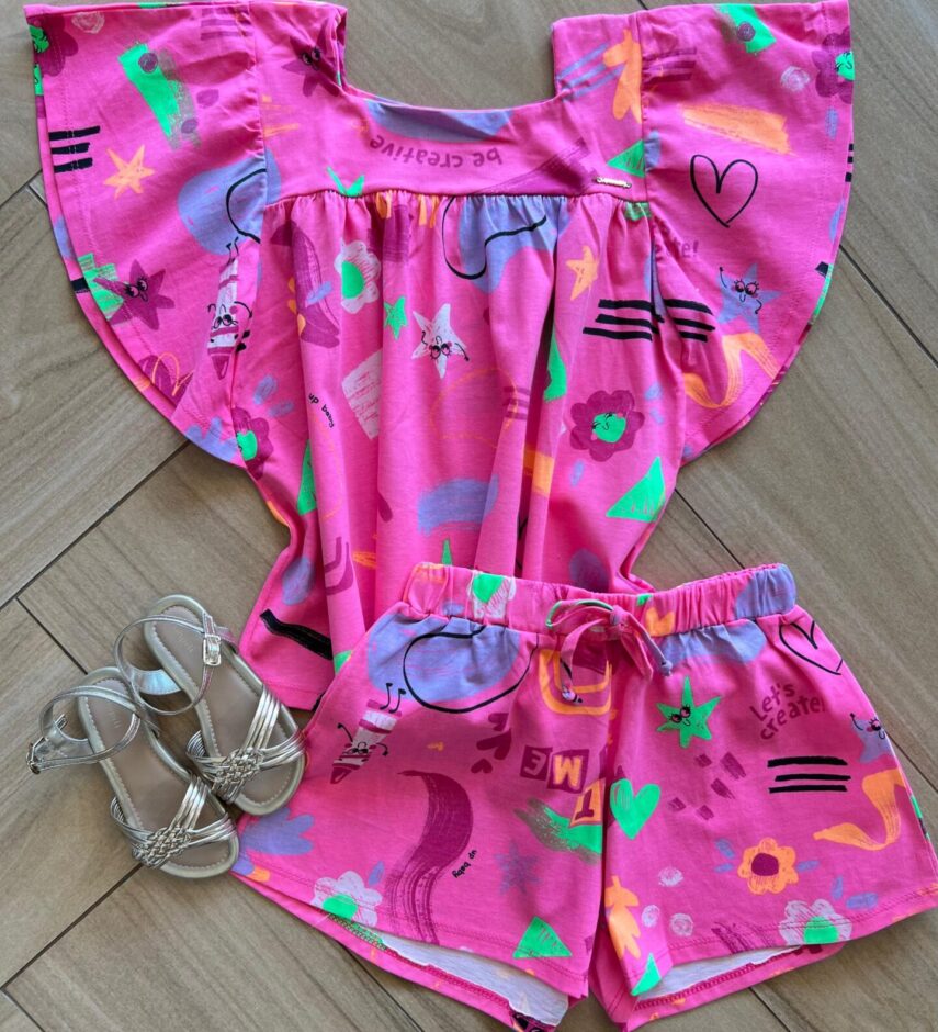 Conjunto Infantil Feminino Blusa Short Be Creative Fernanda ramos kids