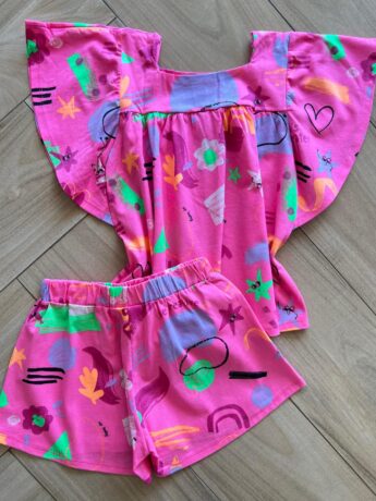 fernandaramoskids com br Conjunto Infantil Feminino Blusa Short Be Creative 1