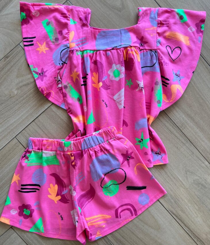 fernandaramoskids com br Conjunto Infantil Feminino Blusa Short Be Creative 1