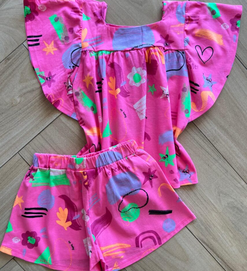 fernandaramoskids com br Conjunto Infantil Feminino Blusa Short Be Creative 1