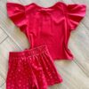 fernandaramoskids com br Conjunto Infantil Feminino Blusa Short Cereja Vermelho 2