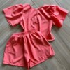 fernandaramoskids com br Conjunto Infantil Feminino Blusa Short Coral 3