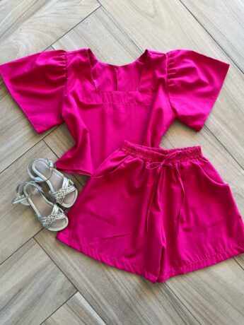 Conjunto Infantil Feminino Blusa Short Pink Fernanda Ramos Kids