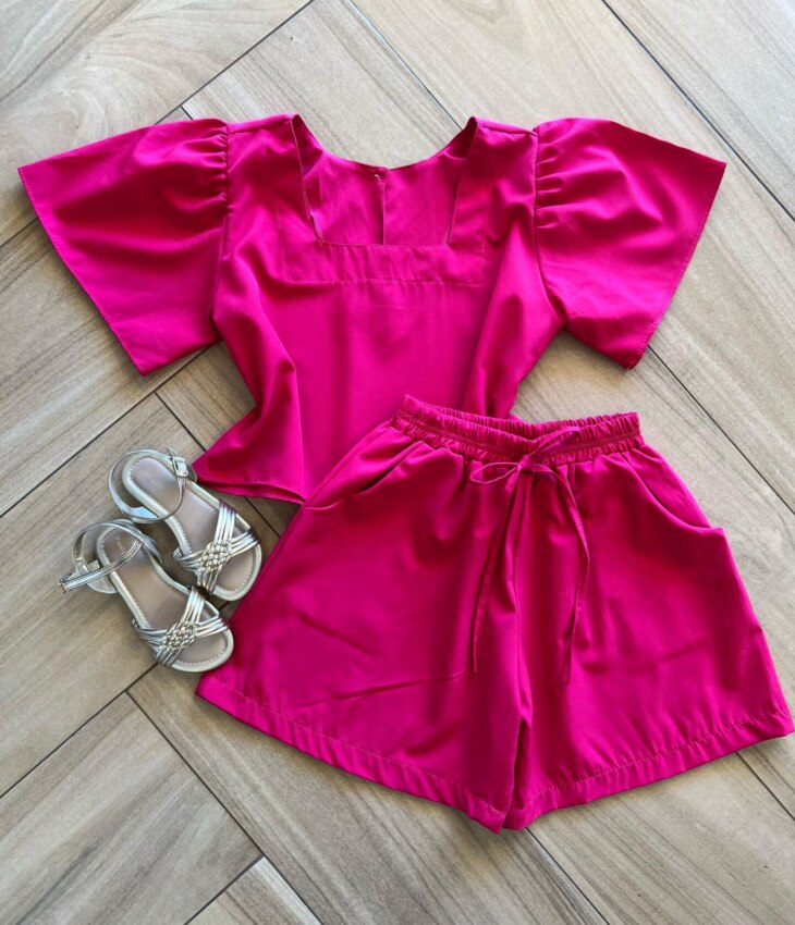 Conjunto Infantil Feminino Blusa Short Pink Fernanda Ramos Kids