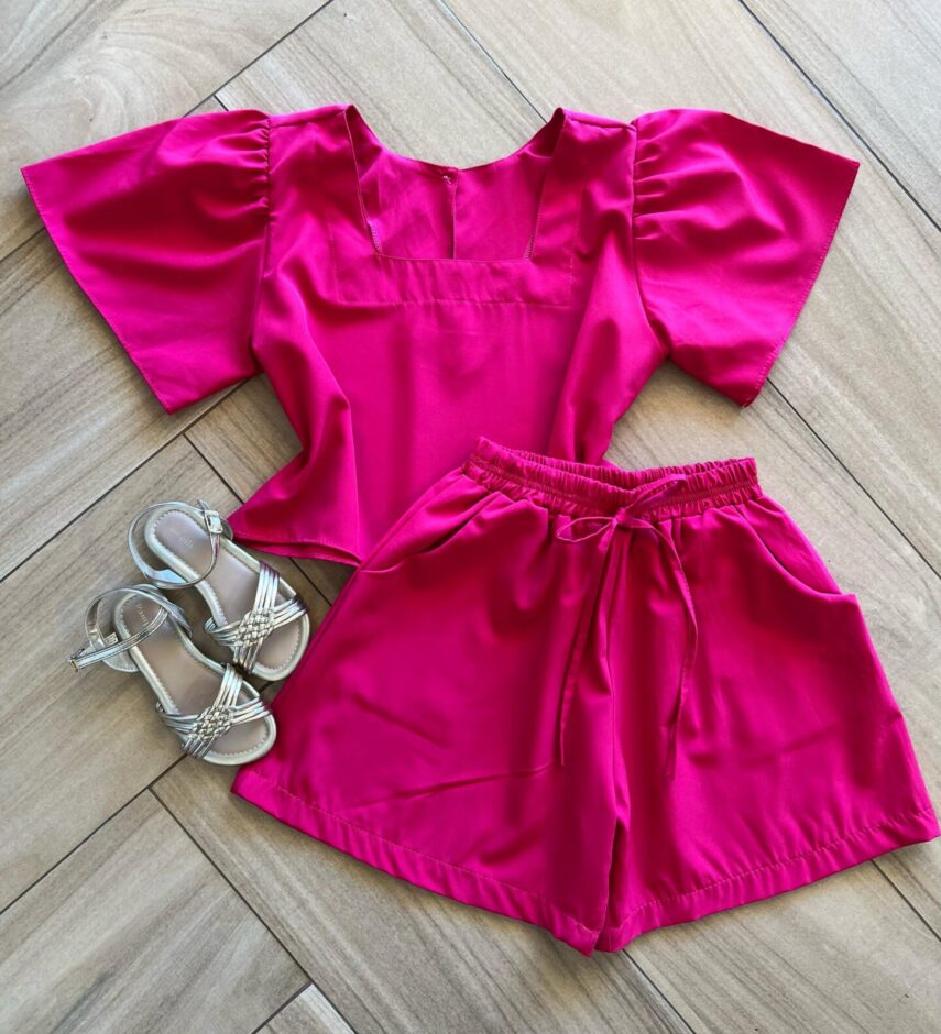 Conjunto Infantil Feminino Blusa Short Pink Fernanda Ramos Kids