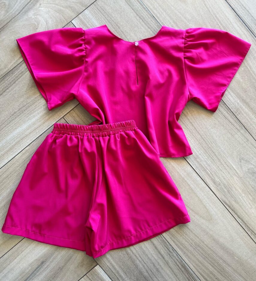 fernandaramoskids com br Conjunto Infantil Feminino Blusa Short Pink 2