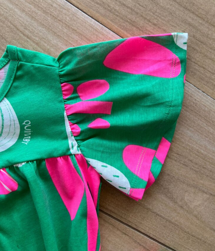 fernandaramoskids com br Conjunto Infantil Feminino Blusa Short Verde Bandeira 1