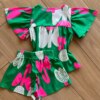 fernandaramoskids com br Conjunto Infantil Feminino Blusa Short Verde Bandeira 2